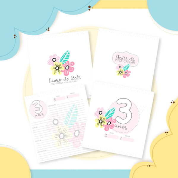 Livro do bebê Minimalista Menina - Arquivo Digital