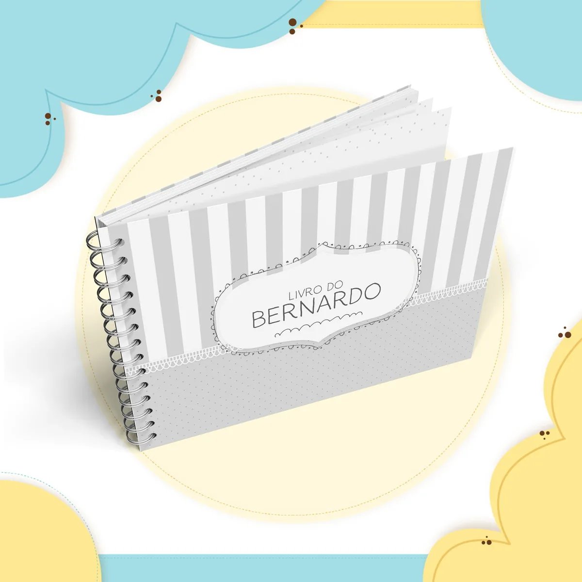 Livro do bebê Neutro Cinza - Arquivo Digital
