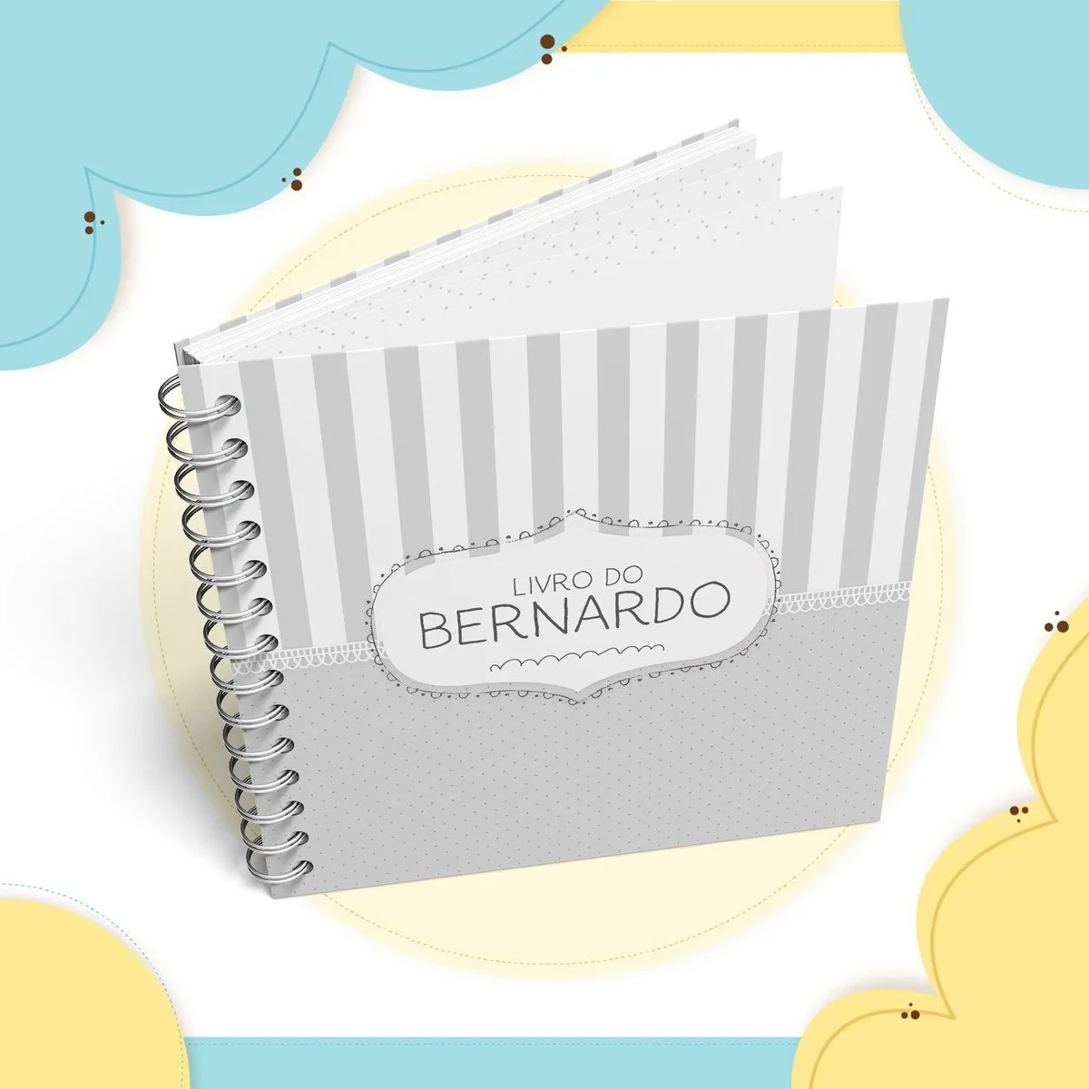 Livro do bebê Neutro Cinza - Arquivo Digital