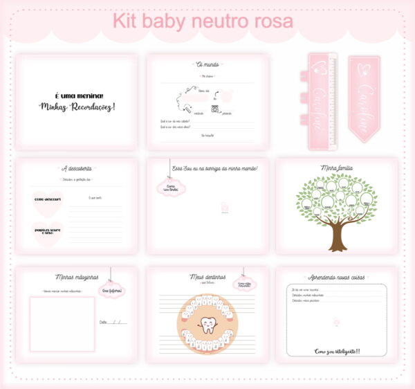Livro do Bebê Neutro Rosa - Arquivo Digital