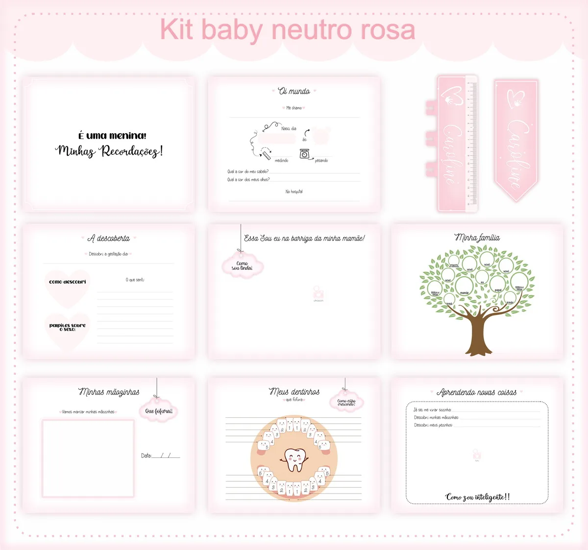 Livro do Bebê Neutro Rosa - Arquivo Digital