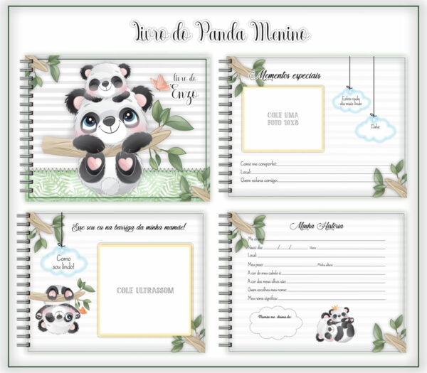 Livro do Bebê Pandinha Fofo Menino - Arquivo Digital