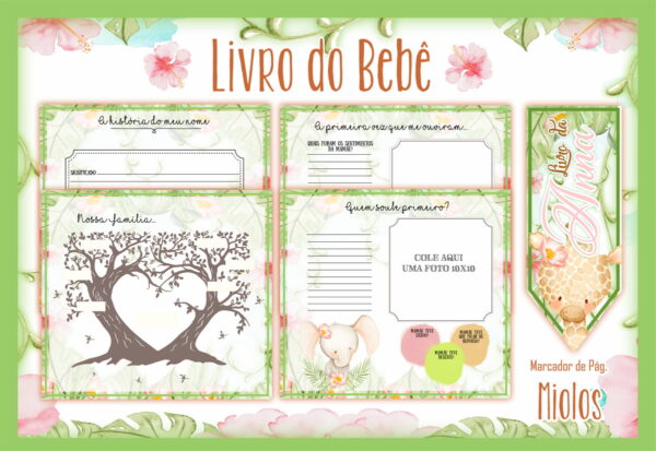 Livro do Bebê Safari Menina I - Arquivo Digital