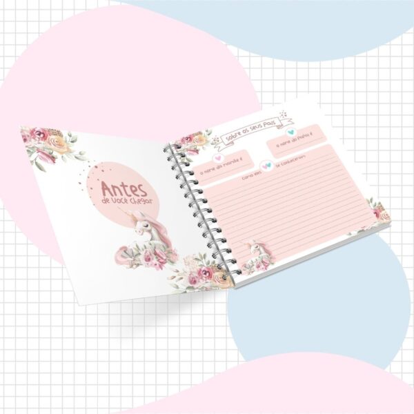 Livro do Bebê Unicórnio Rosa - Arquivo Digital