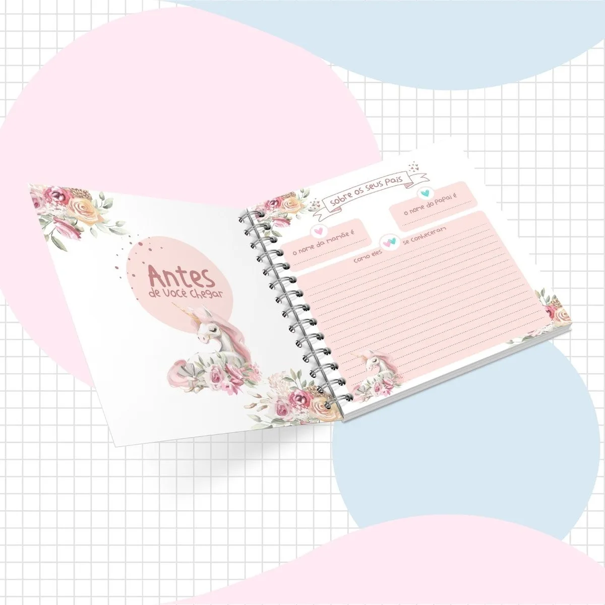 Livro do Bebê Unicórnio Rosa - Arquivo Digital