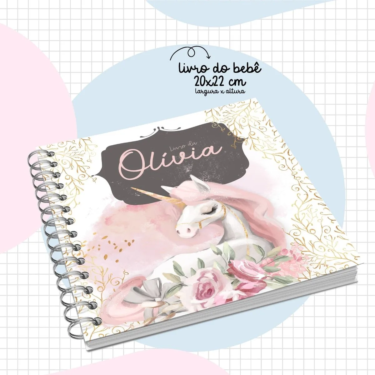 Livro do Bebê Unicórnio Rosa - Arquivo Digital