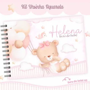 Livro do Bebê Ursinha Aquarela Rosa - Arquivo Digital 9 Livro do Bebê Ursinha Aquarela Rosa - Arquivo Digital