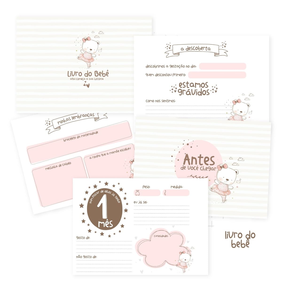 Kit Digital Livro do Bebê Ursinha para Personalizar 2 Kit Digital Livro do Bebê Ursinha para Personalizar - Imagem 2
