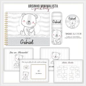 Livro do Bebê Ursinho Minimalista - Arquivo Digital