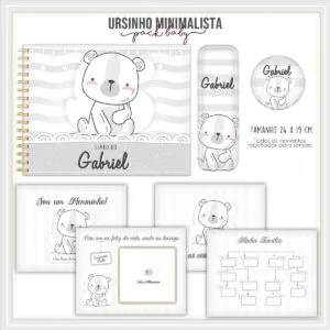 Livro do Bebê Ursinho Minimalista - Arquivo Digital