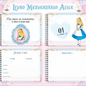 livro mesversario alice digital para imprimir e editar