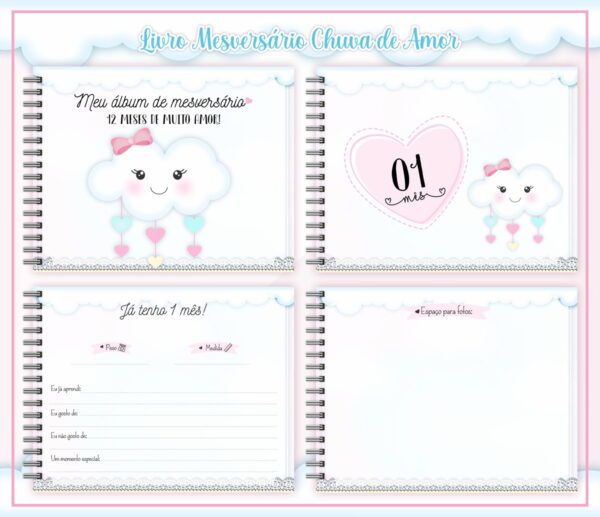 Livro Mesversário Chuva de Amor Menina - Arquivo Digital