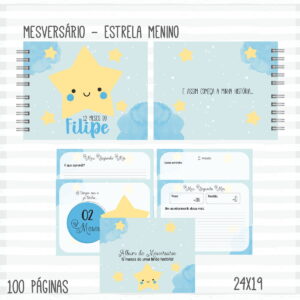 livro mesversario digital menino tema estrela