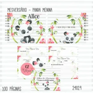 Livro Mêsversário Panda Menina Cute - Arquivo Digital