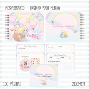 Livro Mêsversário Pooh Menina - Arquivo Digital