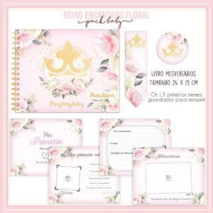 Livro Mesversário Reino Encantado Floral - Arquivo Digital