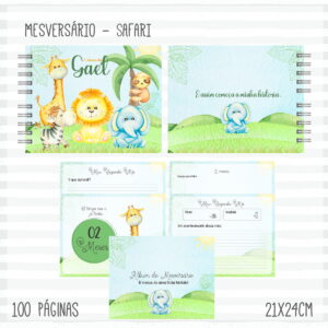 Livro Mêsversário Safari Menino Verde - Arquivo Digital