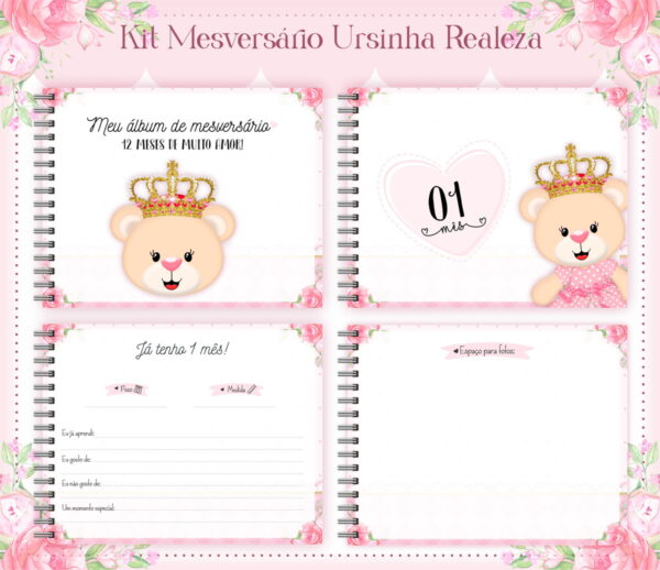 Livro Mesversário Ursinha Realeza - Arquivo Digital