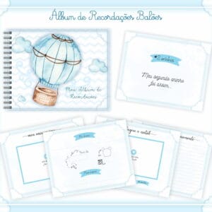 Livro Recordações Bebê Balões Menino - Arquivo Digital