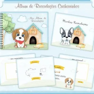 Livro Recordações Bebê Cachorrinhos - Arquivo Digital