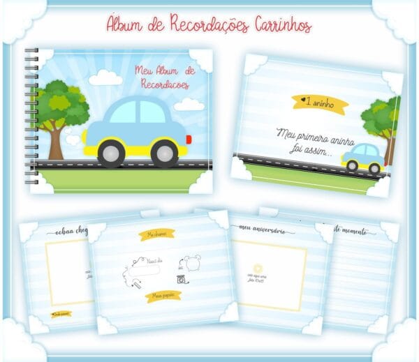 Livro Recordações Bebê Carrinhos - Arquivo Digital