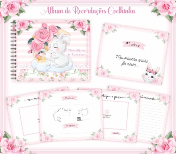 Livro Recordações Bebê Coelhinha - Arquivo Digital