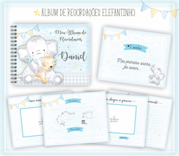 Livro Recordações Bebê Elefantinho - Arquivo Digital