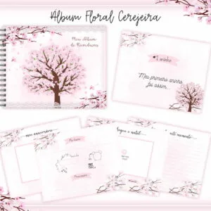Livro Recordações Bebê Floral Cerejeira - Arquivo Digital