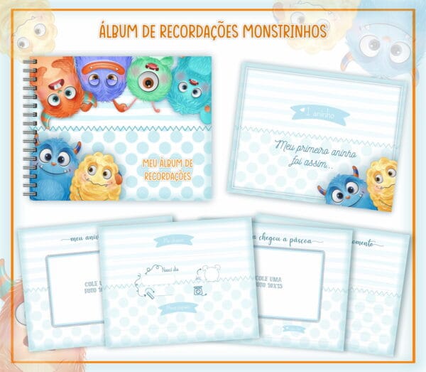 Livro Recordações Bebê Monstrinhos - Arquivo Digital