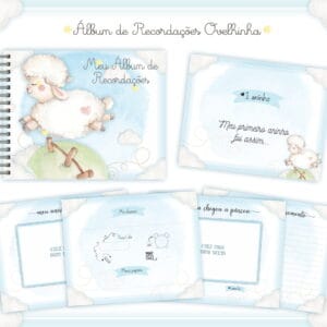 Livro Recordações Bebê Ovelha Menino - Arquivo Digital
