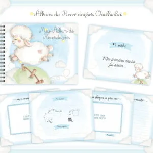 Livro Recordações Bebê Ovelha Menino - Arquivo Digital