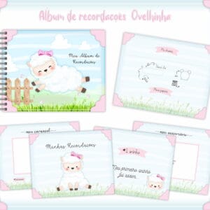Livro Recordações Bebê Ovelhinha Menina - Arquivo Digital