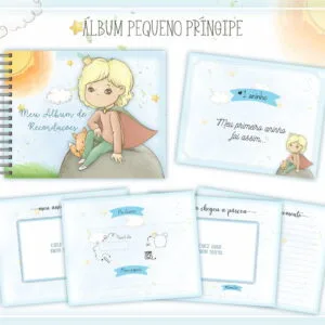 Capa e páginas internas de um álbum ilustrado com tema infantil e infantilizado.