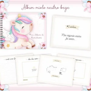 Livro Recordações Bebê Unicórnio - Arquivo Digital