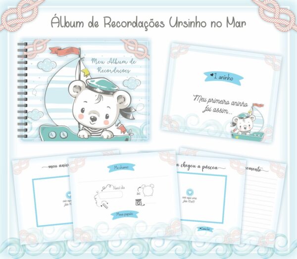 Livro Recordações Bebê Ursinho do Mar - Arquivo Digital