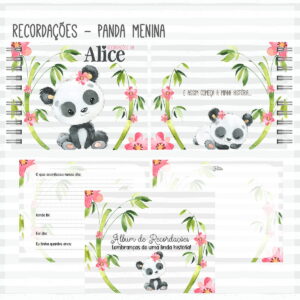 Livro Recordações do Bebê Panda Menina Cut - Arquivo Digital