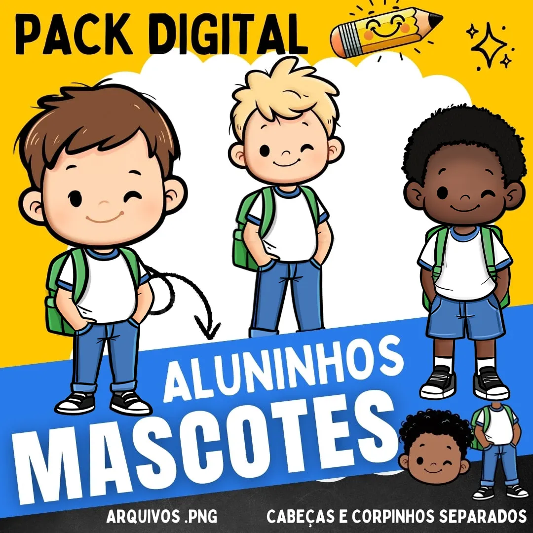 Mascotes Fofos Volta às Aulas Kit Digital PNG para Convites 2 Mascotes Fofos Volta As Aulas Kit Digital Png Para Convites 13