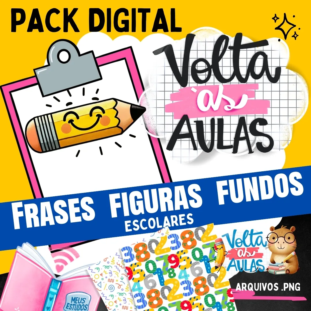 Mascotes Fofos Volta às Aulas Kit Digital PNG para Convites 1 Mascotes Fofos Volta As Aulas Kit Digital Png Para Convites 14