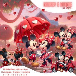 Mickey e Minnie In Love Kit Digital Namorados Apaixonados