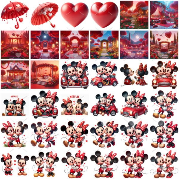Mickey e Minnie In Love Kit Digital Namorados Apaixonados