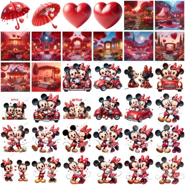 Mickey e Minnie In Love Kit Digital Namorados Apaixonados