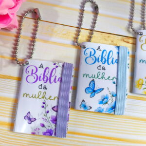 mini biblia chaveiro digital para lembrancinhas femininas