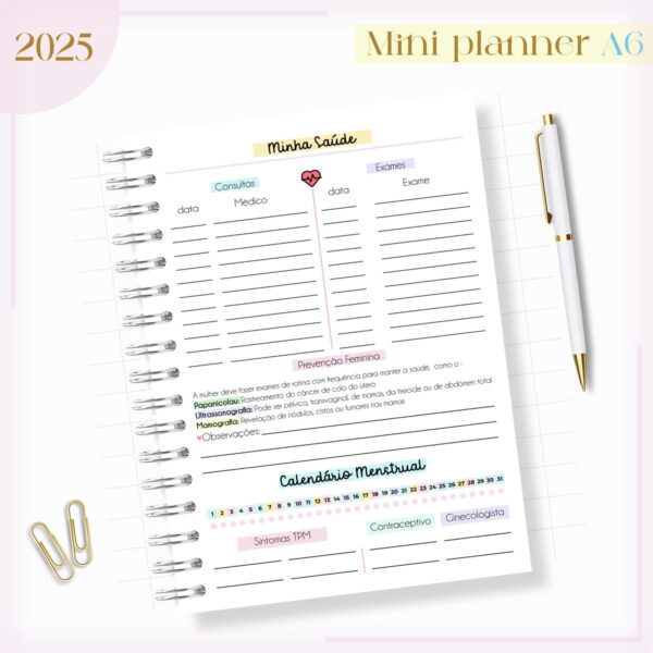 Mini Planner A6 2025 - Arquivo Digital