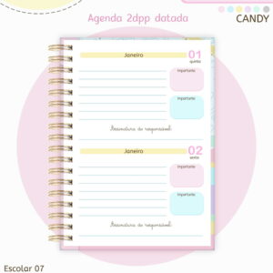 miolo agenda escolar 2026 a5 em 7 cores para imprimir