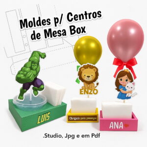 moldes centro de mesa box festa infantil em pdf jpg e studio