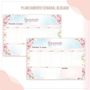 Organizador Semanal Floral - Arquivo Digital