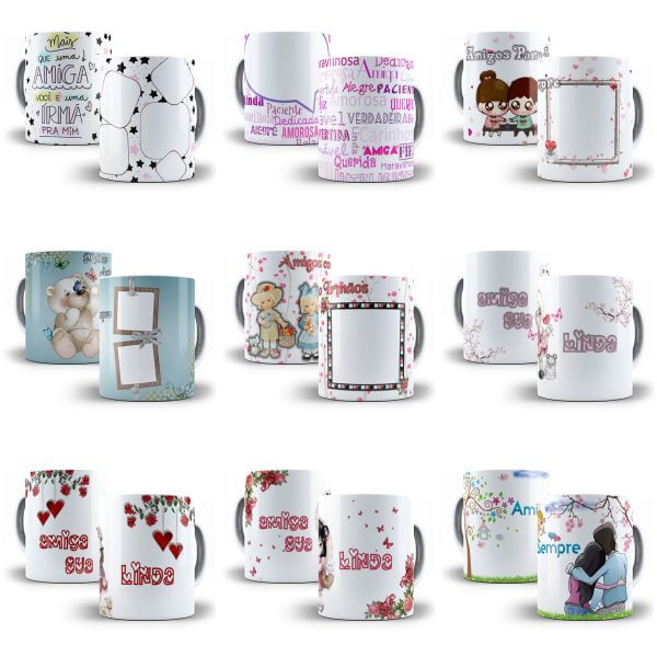 Pack 100 Estampas Caneca Dia do Amigo Amizade Sublimação