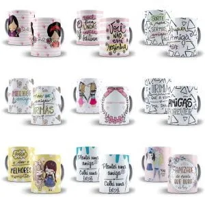 Pack 100 Estampas Caneca Dia do Amigo Amizade Sublimação