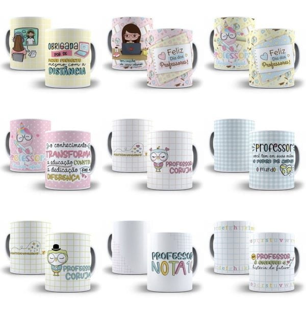 Pack 54 Artes Editáveis Corel Dia Dos Professores Caneca