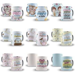Pack 54 Artes Editáveis Corel Dia Dos Professores Caneca